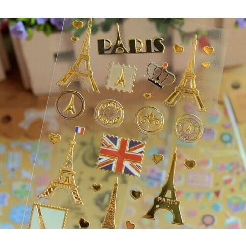 10packs/lot New Gilding series sticker scrapbooking Decoration label wholesale