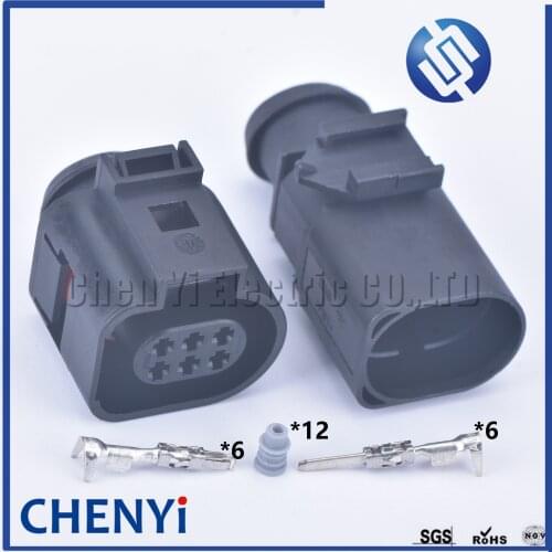 2 Sets 6 Pin 42121700 3B0973813 1J0973713 1.5mm Auto ACC Socket Door Lock Reversing Radar Throttle Plug For VW Audi 1J0 973 713