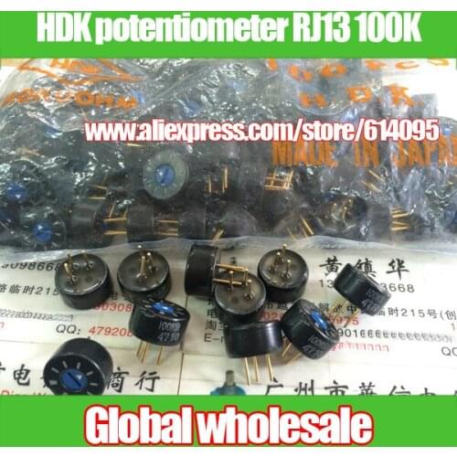 2pcs HDK precision adjustable potentiometer RJ13 100K / 100K black variable resistor