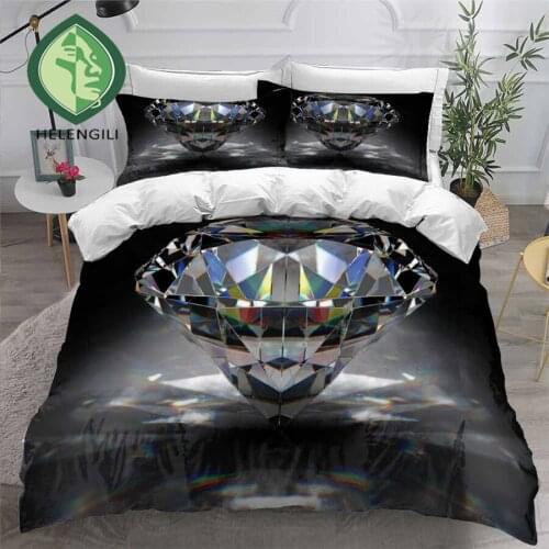 HELENGILI 3D Bedding Set Diamond Print Duvet Cover Set Bedclothes with Pillowcase Bed Set Home Textiles #ZS06