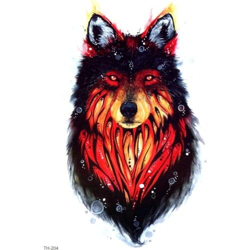 5pcs Fire Wolf Waterproof Temporary Tattoo Sticker Animals The Flash Tatoo Temporary Stickers Tatuagem face Jewels Team Bride