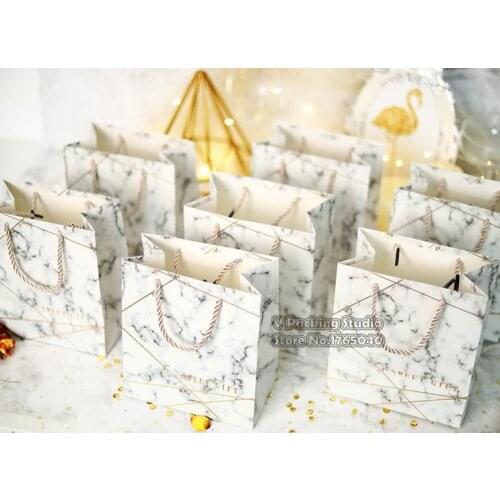 9*15*17CM Marble design paper gift Bag with handle with rope,white mini Bag,candy biscuit chocolate packing bags 100pcs/lot