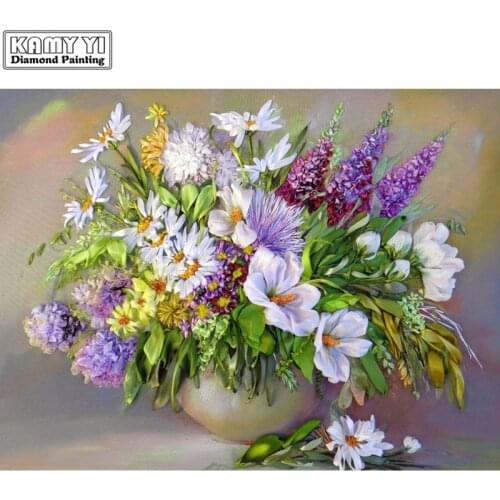 New Style Diamond Painting Vase Flowers Full Needlework Rhinestone Cross-switch Diamond Embroidery Handmade Arts Home Decoration