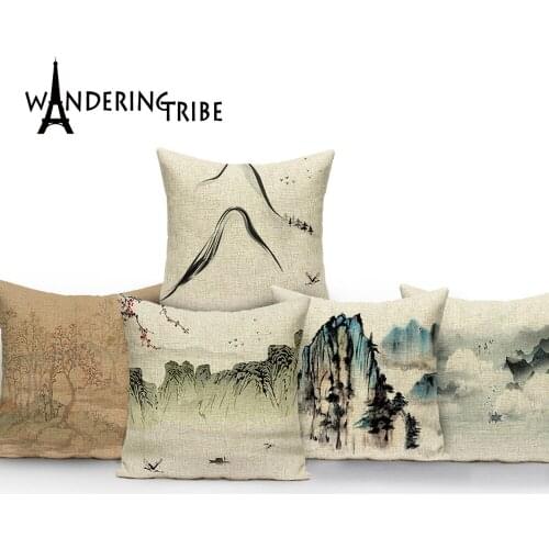 Landscape Throw Pillow Cases Scenic Decorative Pillowcase Floral Mountain Home Decor Sofa Car Cushion Covers Cojines Decorativos