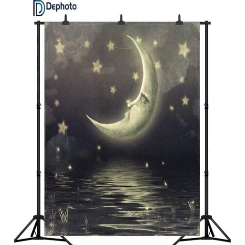 DePhoto Moon Star Sleep Dream Night Scenic Portrait Photo Backgrounds baby shower Photography Backdrops Photocall Photo Studio