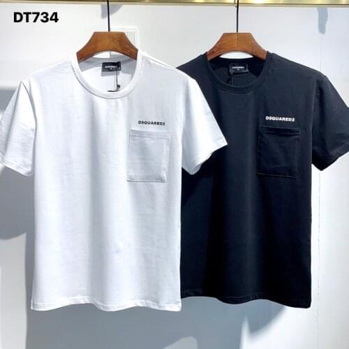 DSQUARED2- Men Women Pure Cotton T Shirt O Neck Short Sleeve Shirt Street Hip Hop Style Authentic DSQ T-shirt DT734