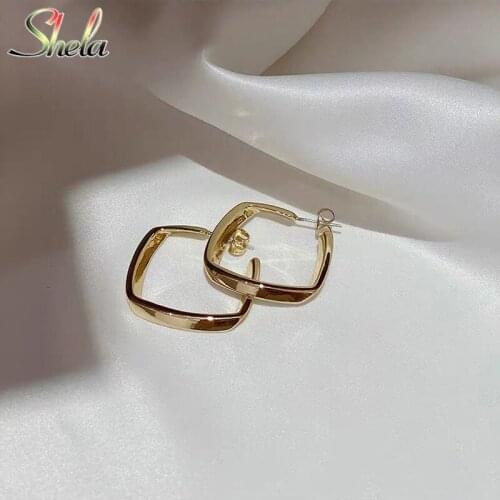 Geometric Square Metal Earrings For Women Girls Minimalist Exquisite High Quality Party Gift Fashion Jewelry Wholesale S925 Pins