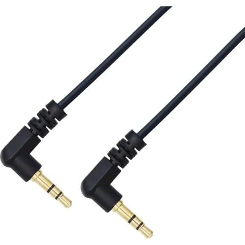 1M 2M 3.5mm Male to Male Stero Audio Cable 90 Degree Angled 3 Pole Car AUX MP3/MP4 Audio Cable