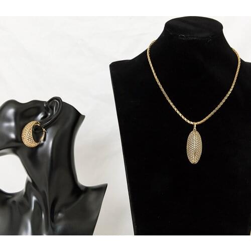 Earrings Necklace Set Wedding Gift Bride Gold Color Party Set Elegant Noble Jewelry Set