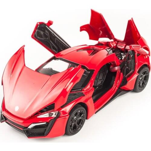 1:32 Model Toy Car Fast And Furious Lykan Diecast Vehicle Pull Back Car With Sound Light Gift Collection For Kids Boys