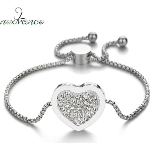 Nextvance Adjustable Tree of Life Heart Bracelets Stainless Steel For Women Crystal CZ Bracelet & Bangles Wedding Jewelry