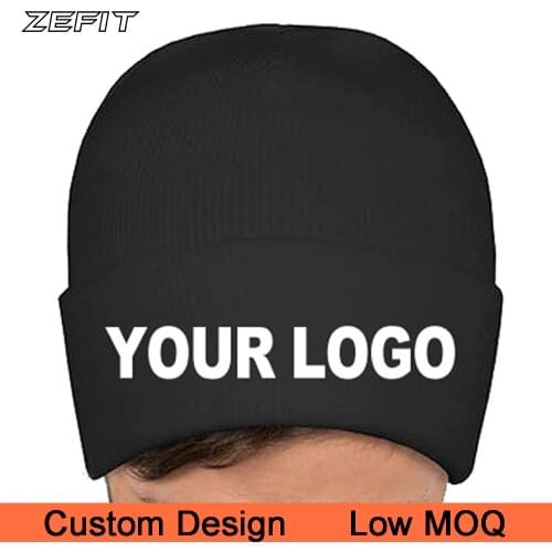 Low MOQ custom beanie cap Embroidery Logo Adult Knitted hat Warm Headwear High Quality Woven Label Winter Caps Custom Beanie Hat