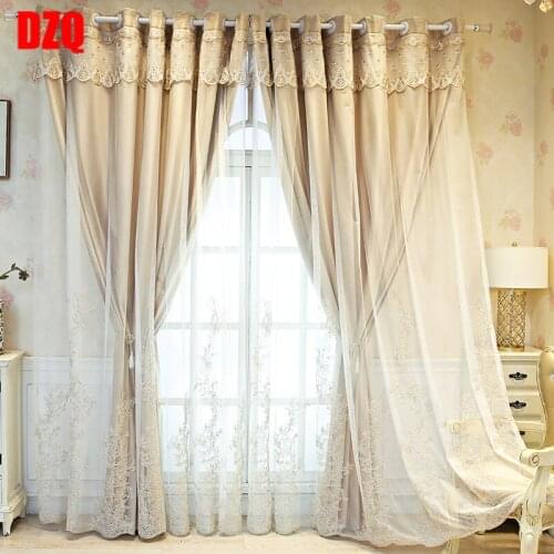 New AmericanCurtains for Living Dining Room Bedroom French Nordic Light Luxury Modern Velvet Double Embroidered European Curtain