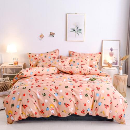 New Arrival Fashion 4pcs Bedding Set Floral Printing Duvet Cover Bed Sheet Pillowcases Set Queen Size Soft Sanding Bed Set