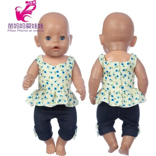 43 Cm Baby Doll Clothes Florar Shirt Black Tight 16" Dolls Clothes Baby Girl Birthday Gifts