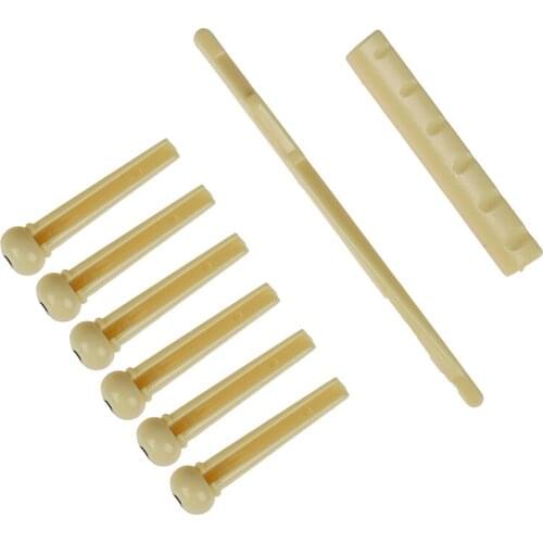 Portable 6-String Guitar Bridge Pins Saddle Nut Acoustic Cattle Tailpiece Plastic Guitar Accessories for Acoustic Guitar