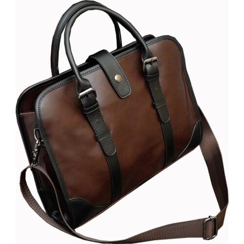 Men Vintage Casual Briefcase Business Male Shoulder Bag Thicken Leather Messenger Bags Computer Laptop Handbag Mens Travel Bag