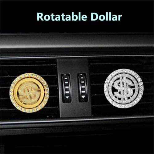 Superior Quality Diamond Rotatable Dollar Air Freshener Perfume Smell Fragrance For Car Conditioner Vent Great Gifts Accessories