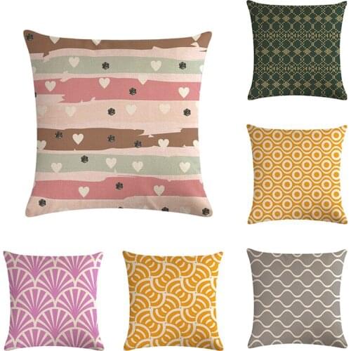 45x45cm Colorful Geometry pattern Cushion cover Geometric Printed pillowcases cotton Linen Pillow covers Sofa Decorate