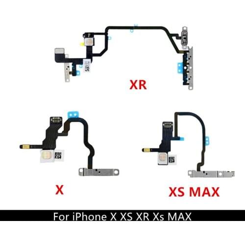 Repair Power Button On/Off Switch Flash Light Mic Flex Cable Replacement Parts for iPhone X XR XS XS MAX