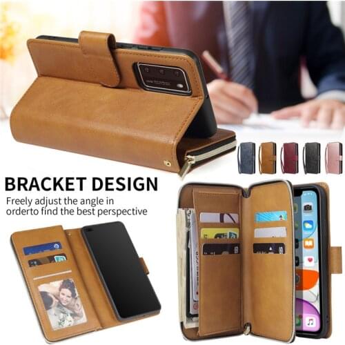 Luxury Zipper Leather Wallet Case For Huawei P40 Pro P30 Lite Zipper Purse Multi Card Slot Cover P40 Lite E Coque Etui Funda