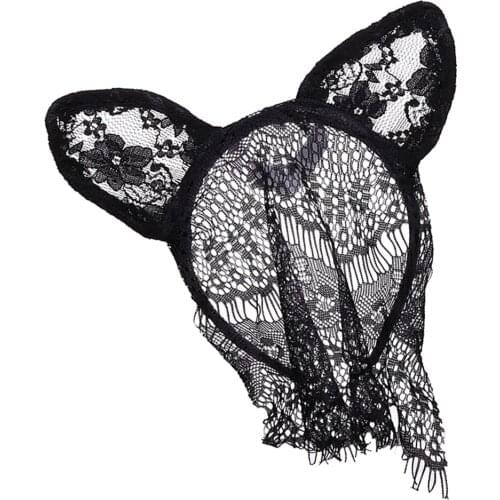 Sexy Black Lace Headband Sweet Bunny Rabbit Ear Hair Band for Wedding Party Cosplay Costume Accessory