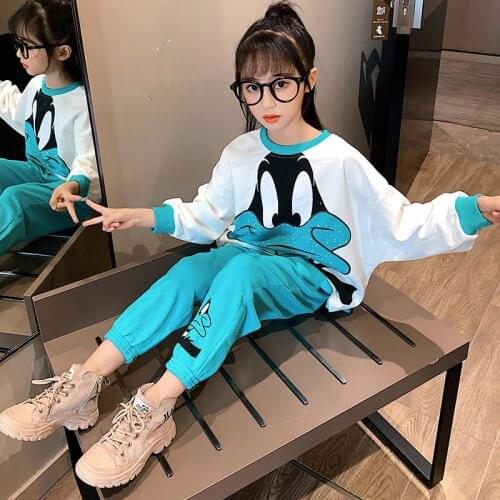 Teenager baby kids girl Clothes Hoodie 2020 winter Autumn tracksuit duck sweatshirt t Shirts + pants 3 4 5 6 7 8 9 10 11 12 Year
