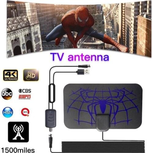 TV Aerial Amplified HDTV Antenna 4K DVB-T2 Freeview Indoor 1500 Miles Digital Antena isdb-tb Local Channel Broadcast