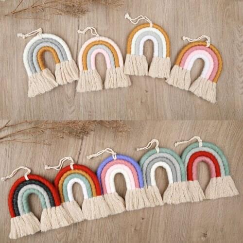 INS Nordic Home Weaving Rainbow Tapestry Cotton Hand-Woven Color Ornaments ChildrenS Room Decoration Tassel Wall Hanging