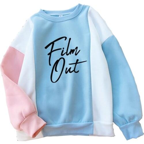 Bangtan Boys Film Out Album Hoodies Sweatshirts Women Fleece Colorblock Patchwork O-neck Tops Casual Korean Kpop Fshion Clothes