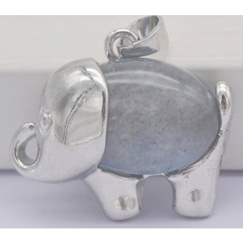 Labradorite Stone GEM Pendant Elephant Animal Jewelry For Gift S3251