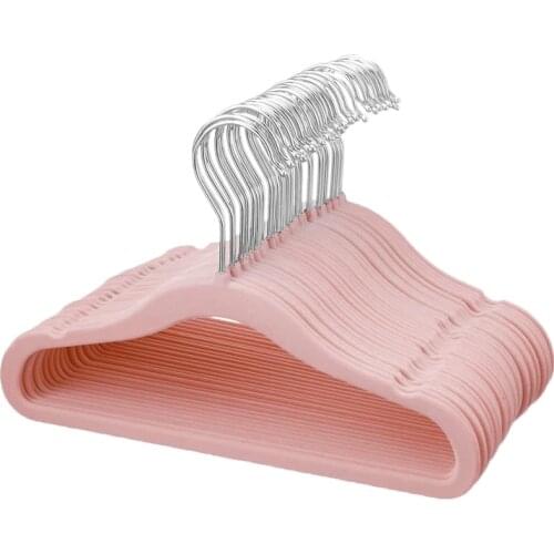 New Flocking Baby Hangers,Non-Slip Kids Hangers with Swivel Hook, Notched Shoulder Design for Children Clothes,30 Pack,Pink