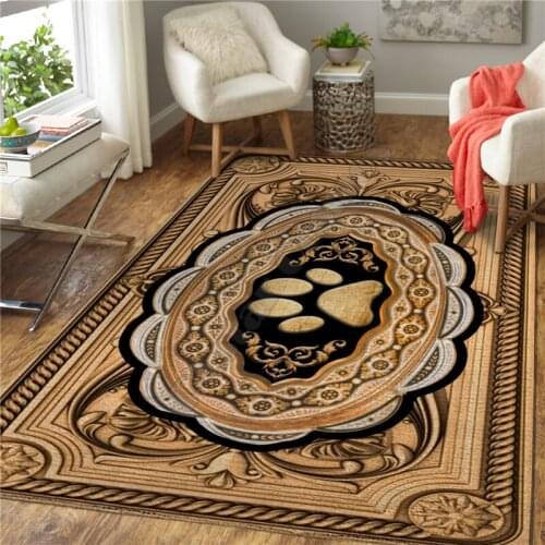 Vintage Court Dog Paw Rug Square Anti-Skid Area Floor Mat Rug Non-slip Mat Dining Room Living Room Soft Bedroom Carpet 01