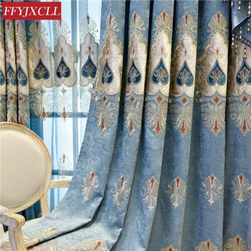 High Quality European Embroidery Elegant Villa Bedroom Curtains with Luxurious Tulle Curtains for Living Room Hotel