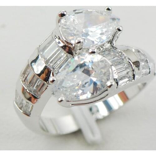 White Crystal Zircon Women 925 Sterling Silver Ring F958 Size 6 7 8 9 10