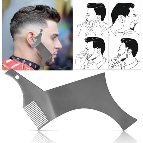 1PCS All-in-one Stainless Steel Beard Shaping & Styling Template Comb Tool Beard Grooming Stencil For Mens Beard Shaving Tools