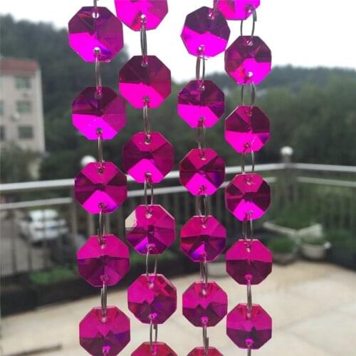 10 Meters Fuchsia Garland Strand Hanging Crystal Glass Bead Curtain Diamond Chains Party Tree Wedding Centerpiece Decor
