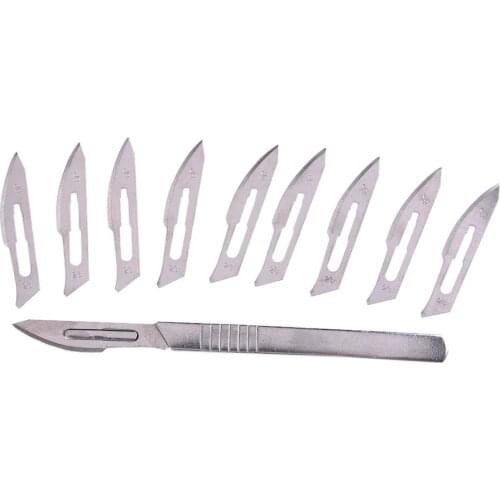 10PCS/Set Stainless Steel Woodworking Engraving Knife With 9 Blades Surgery Practice Repair Blade Set For Engraving Repair J3