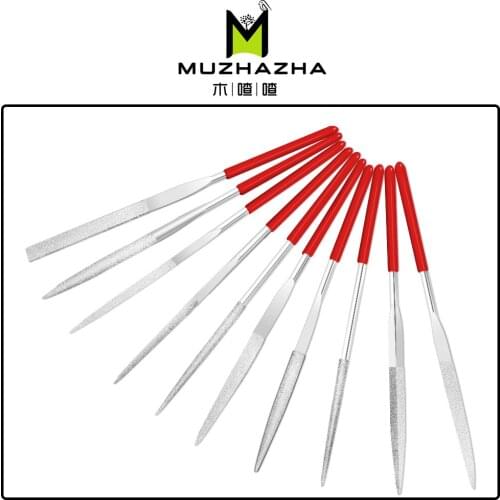 10Pcs Mini 140*3mm Needle File Set Diamond Handy Tools for Ceramic Glass Gem Stone Hobbies Crafts and 3D printing models