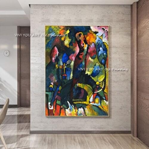 100% Hand Painted Modern Art Kandinsky Colorful Knife Oil Painting Wall Canvas Decoration For Living Room Art Painting Gift