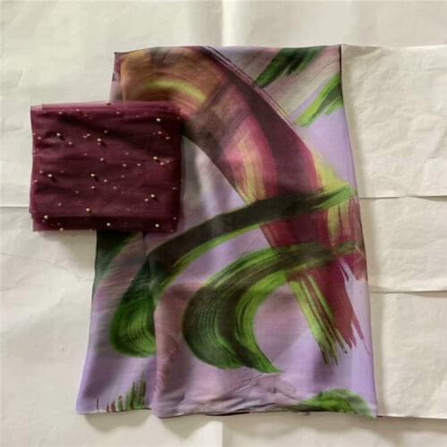 2019 High Quality Fashion Printed Silk Chiffon Fabric 5 Yards And 2 Yards Of Tulle Chiffon Fabric! LXF685