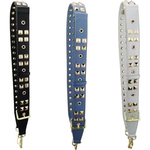 2021 High Quality Rivet Women straps PU leather shoulder belt bags handbag accessories parts for crossbody bag Brown Red STP179