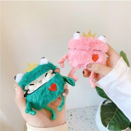 3D Cute Cartoon Crown Plush Frog Protection Headset Case For Apple Airpods Pro Gen 1 2 Shockproof Earphone Cover Headphone Funda