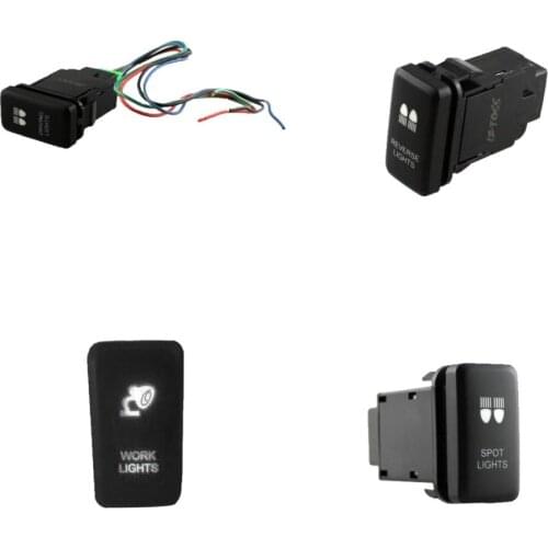 4Pieces Push Rocker Switch Blue LED Work Reverse Spot Light for Toyota Prado 120 Series 03-09