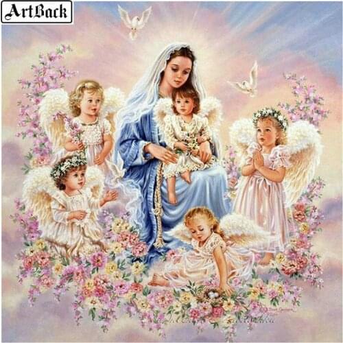 5d diy diamond painting kids angels full square drill diamond embroidery religious 3d diamond mosaic crafts wall stickers gift