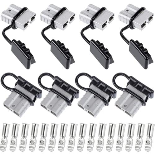 8 Pieces 6-10 Gauge 50A Battery Cable Quick Connect/Disconnect Electrical Connector Plug Kit for Motor Winch Trailer