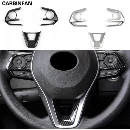 ABS Chrome / Carbon Fiber Car Steering Wheel Decoration Cover Trim 3Pcs/Set For Toyota corolla 2019 2020