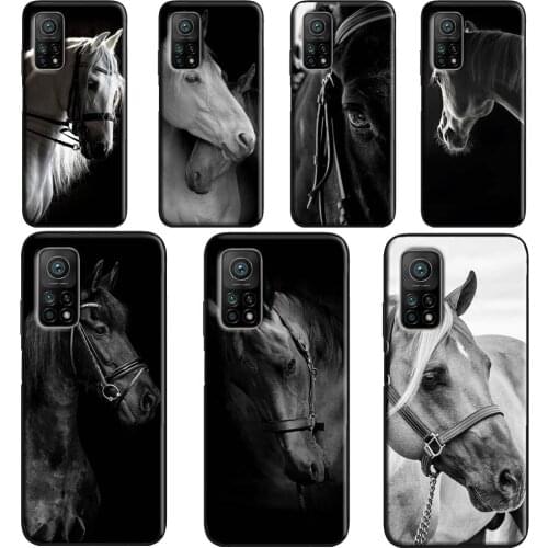 Black White Horse For POCO F3 F1 F2 M3 X3 Pro Cover For Xiaomi Mi 11 Ultra 10T Pro Note 10 Lite Phone Case