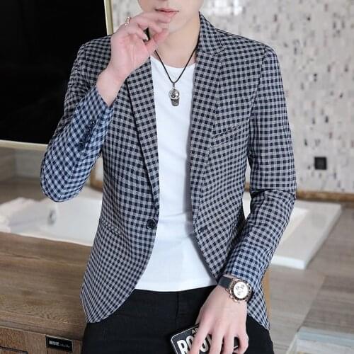 DYB&ZACQ Joker Suit Male Casual Korean Version Handsome Trend Checked Small Suit Two Grain Button Fashion on The West Coat