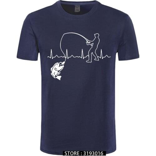 Eat Sleep Fishing Heartbeat Men T-Shirts Men Fisherman Fish T-shirt 100% Premium Cotton Brand New Loose Tee Shirt for Male